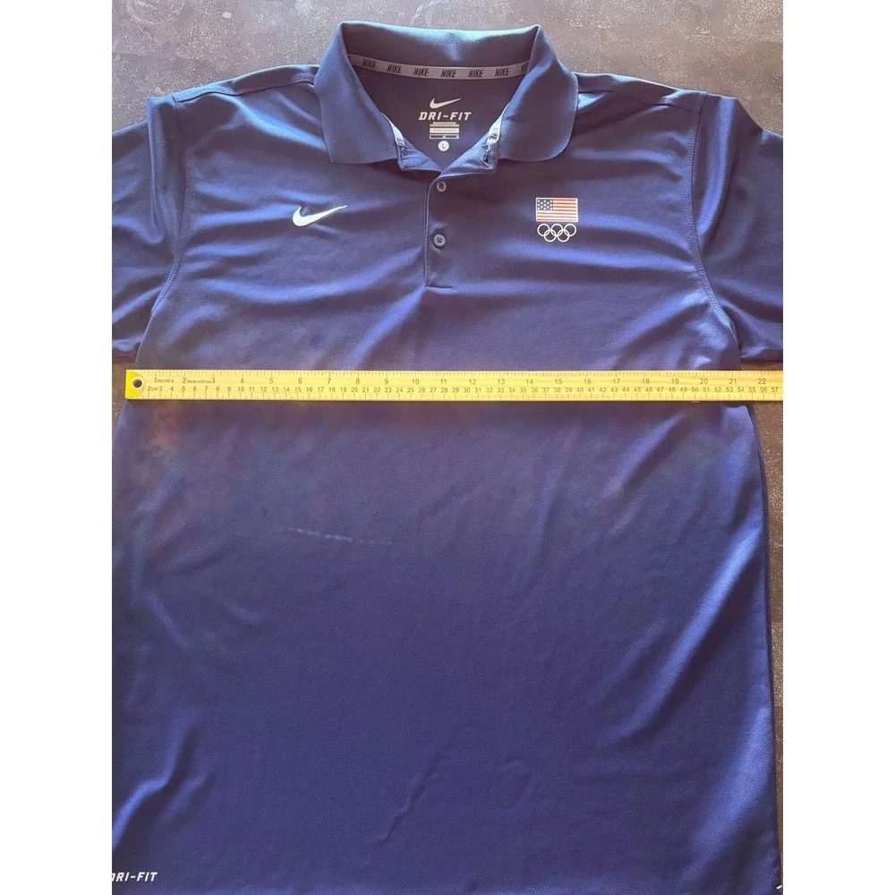 Nike Team USA Olympic Dri-FIT Polo Shirt Mens Large Navy Blue Short Sleeve L - Picture 9 of 10